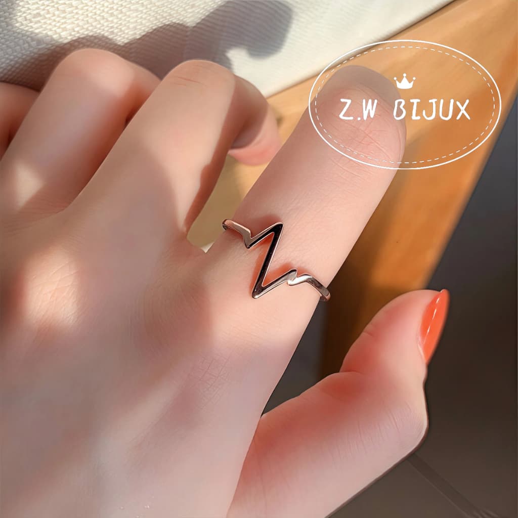 Z.W - Anel de Aço Inoxidável com Design de Batimento Cardíaco - Minimalista e Moderno