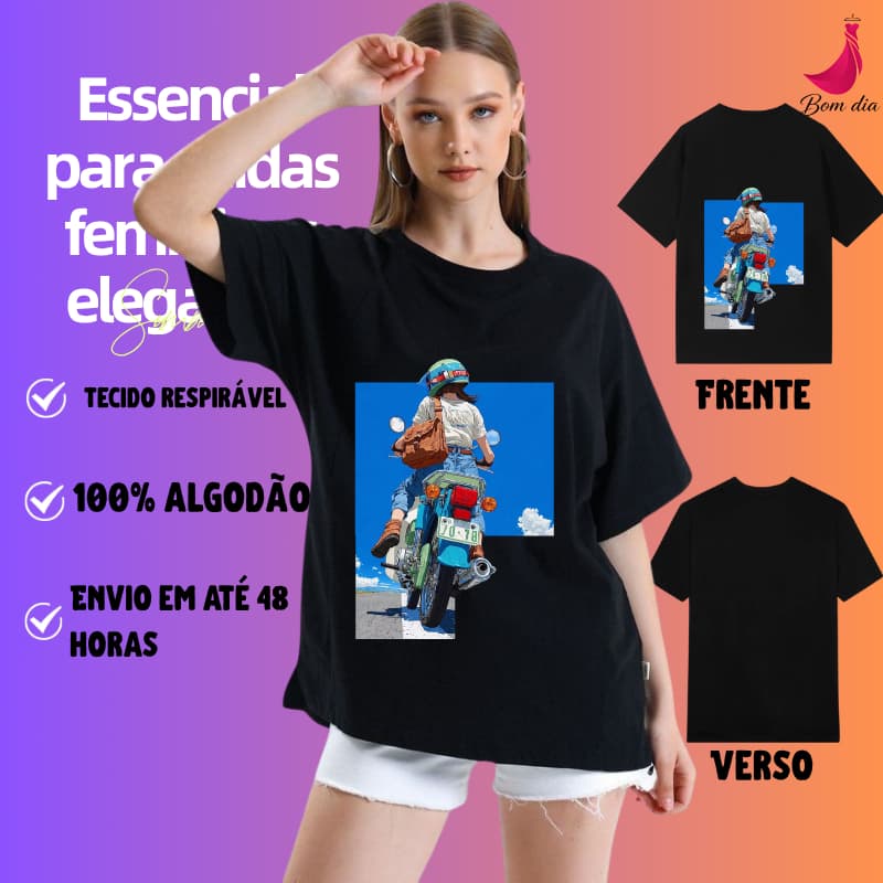 100% Algodão camiseta feminina Camiseta Feminina Oversized de Design de Moda Design minimalista de roupa Estilo mangá