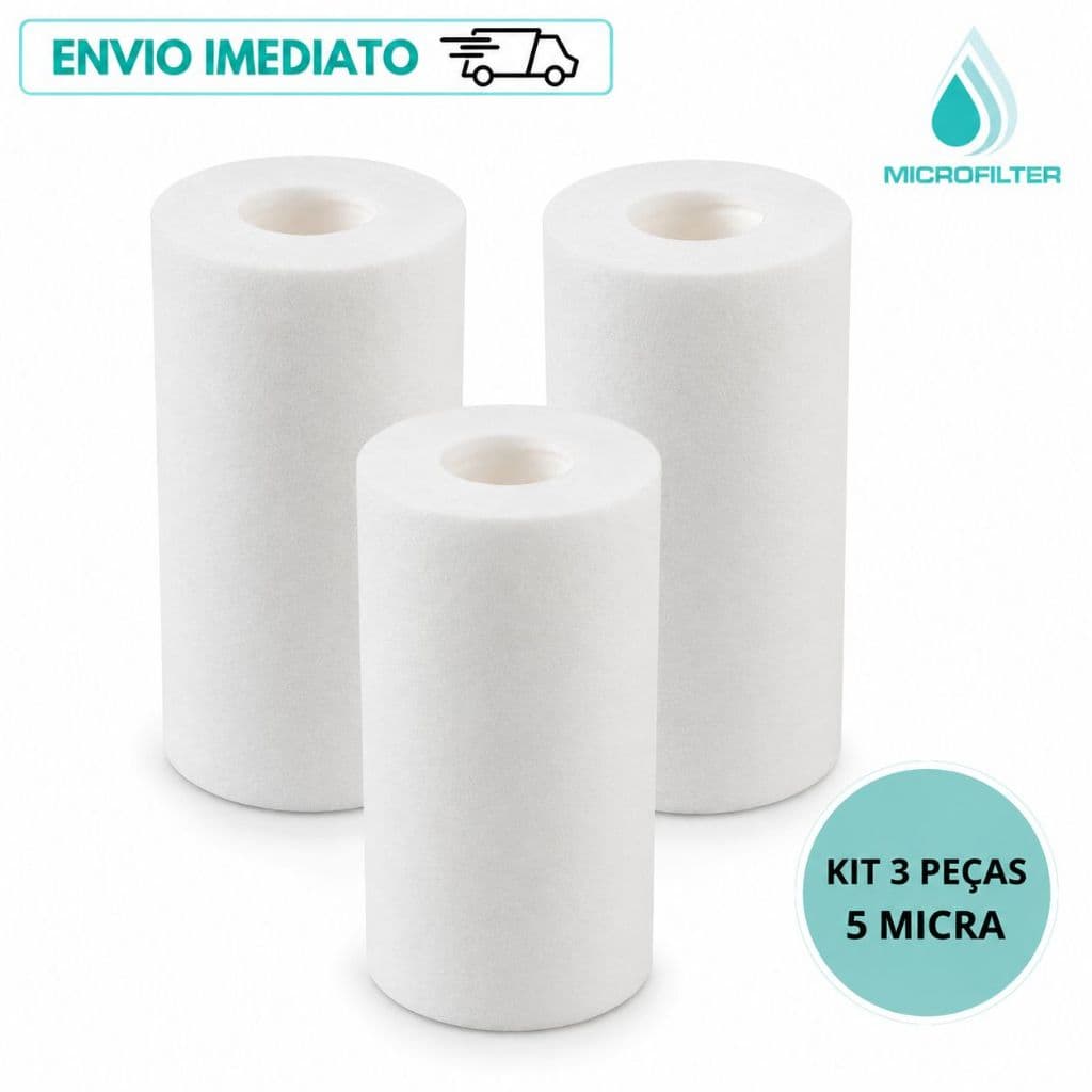Filtro de Agua Remove Barro Lodo Refil Mel Blown 5 '' Cartucho Polipropileno 5 Micra Microtek