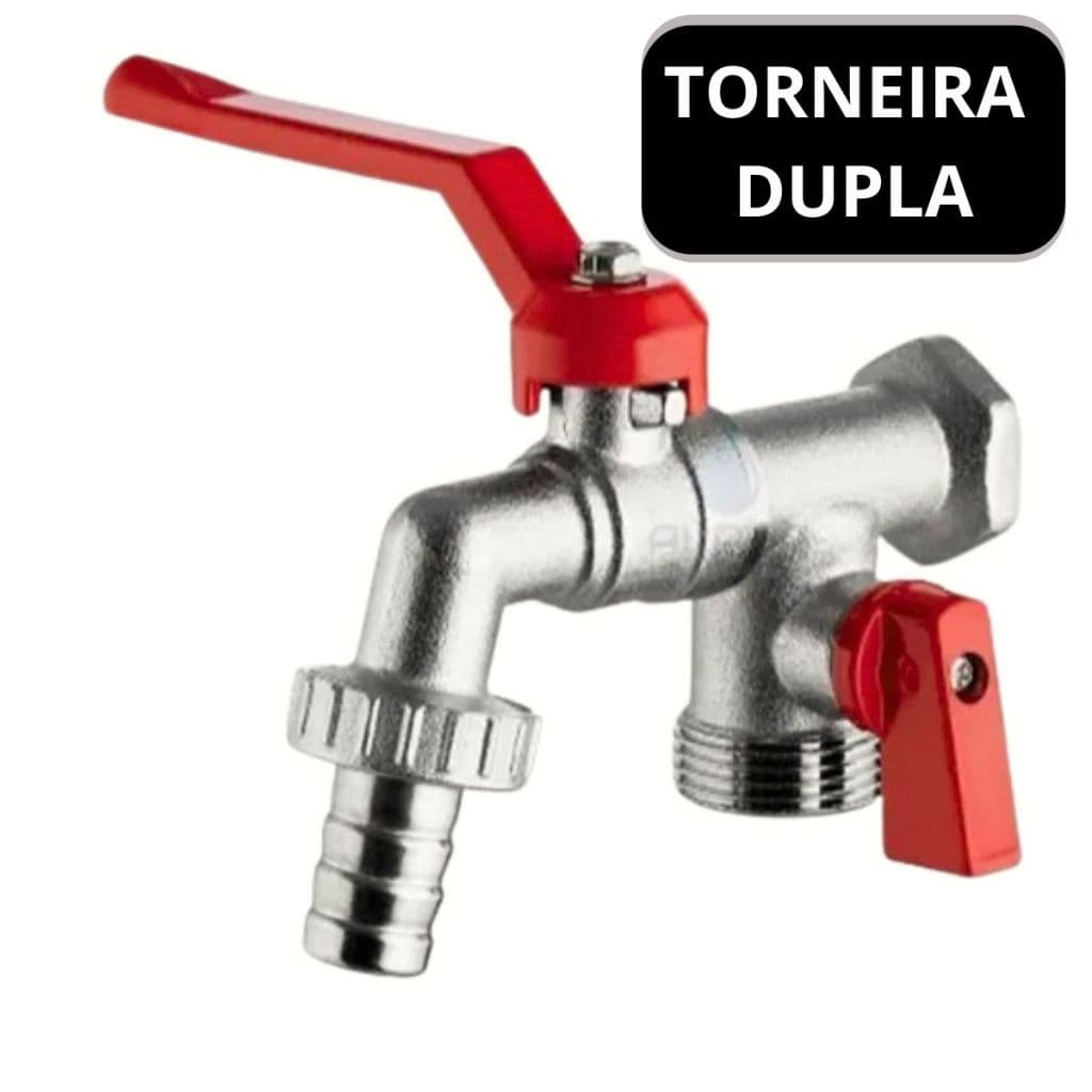 Torneira Esfera Tanque Máquina 2 Saídas Bico 1/2X3/4 Parede Tanque Maquina