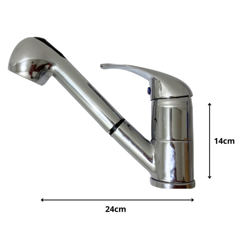 Torneira ducha com mangueira 1,10m monocomando quente e frio em aço inox
