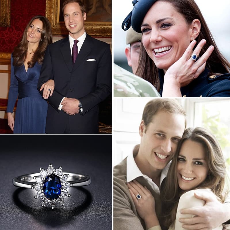ZHOUYANG Princesa Kate azul Gem Criado Dedo do casamento de Cristal Cor Prata Anel marca de jóias por Mulheres R076