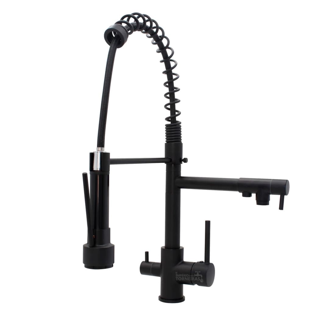 Torneira Monocomando Gourmet com Saída para Filtro Geneve Black 3549