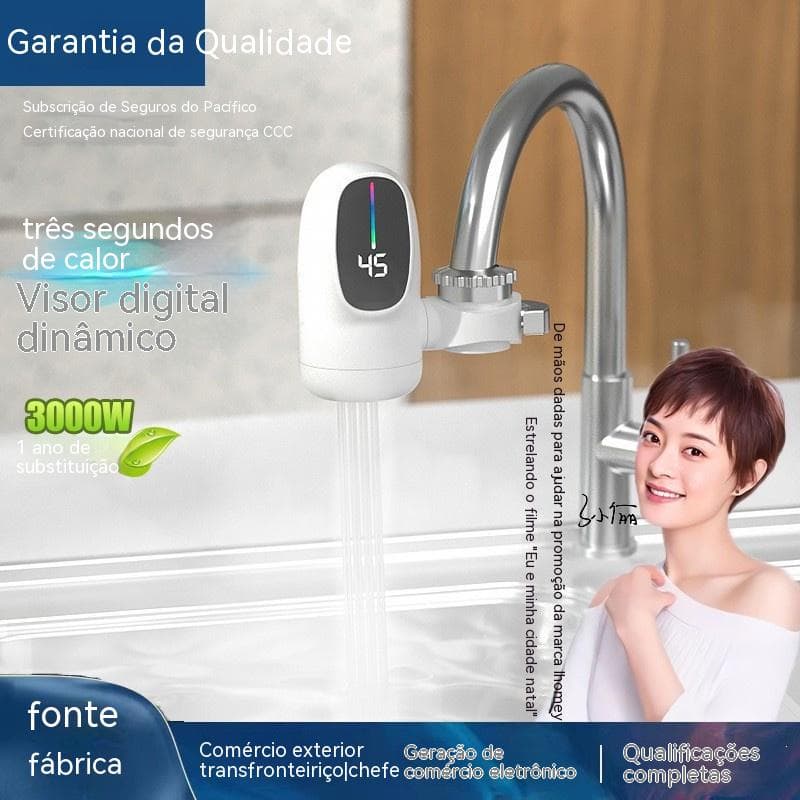 Torneira elétrica de água quente 110v com visor digital e três segundos de calor