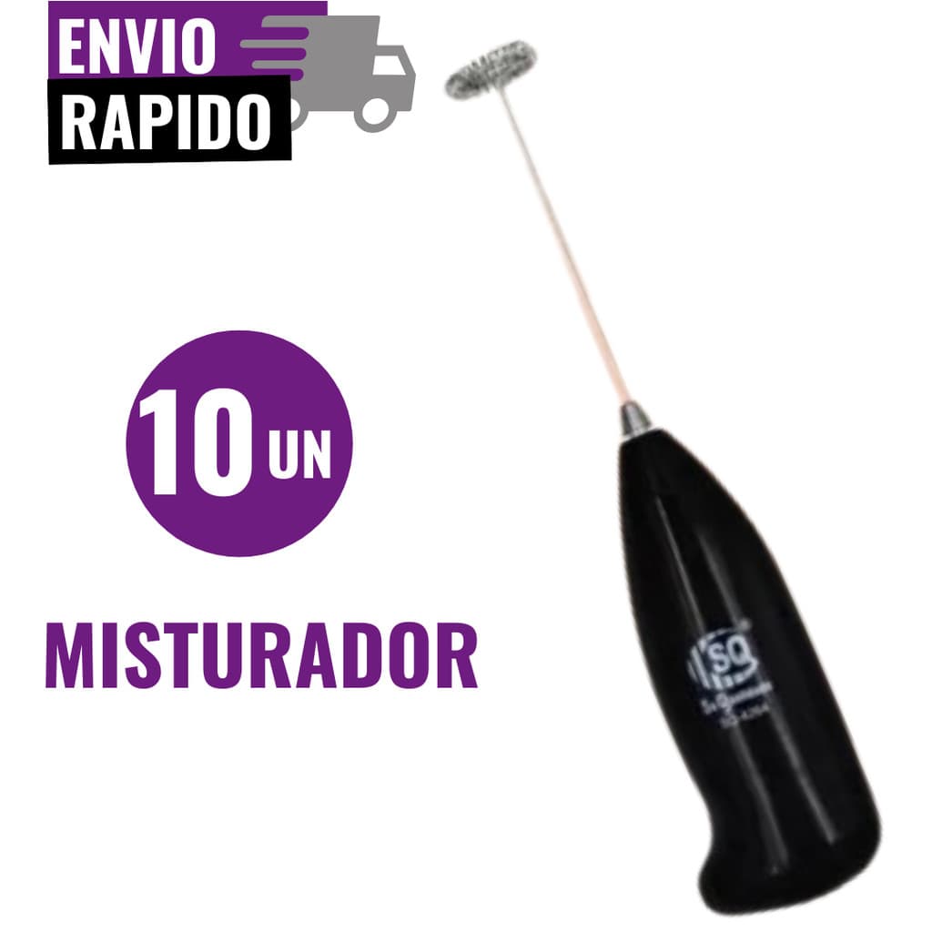 Kit com 10 misturadores de bebidas pretos com alça prateada e envio rápido