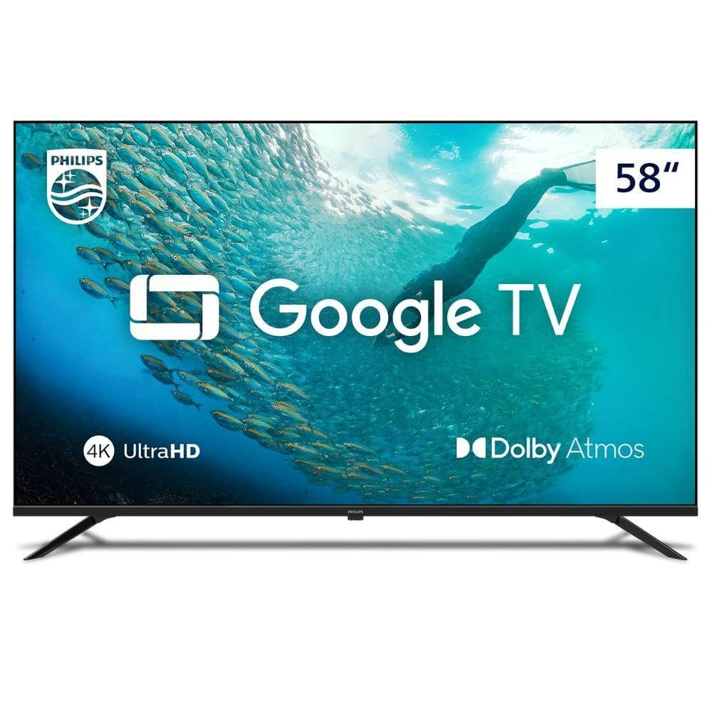 Smart TV Philips PUG7019 4K UHD de 58" Google TV Dolby Vision/Atmos e Google Assistente