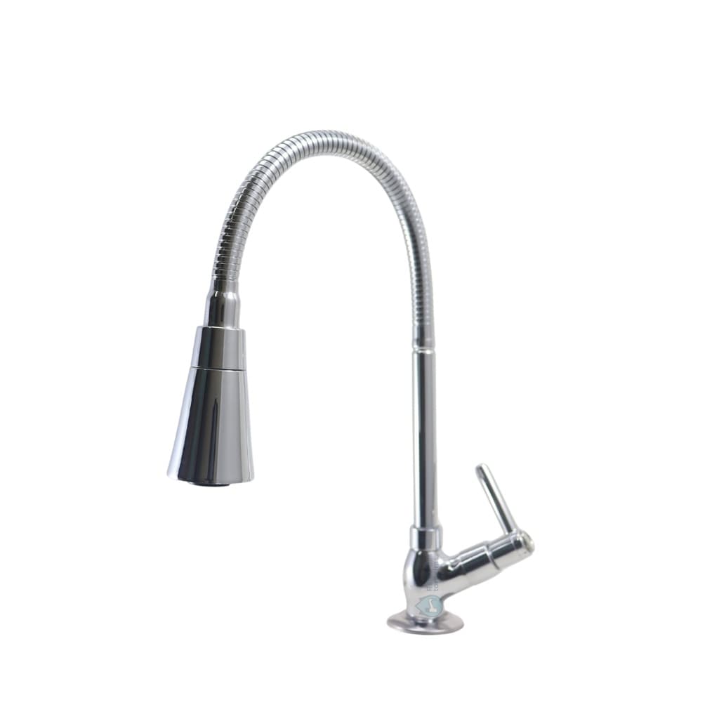 Torneira de cozinha gourmet em aço inoxidável com bico duplo e tubo flexível