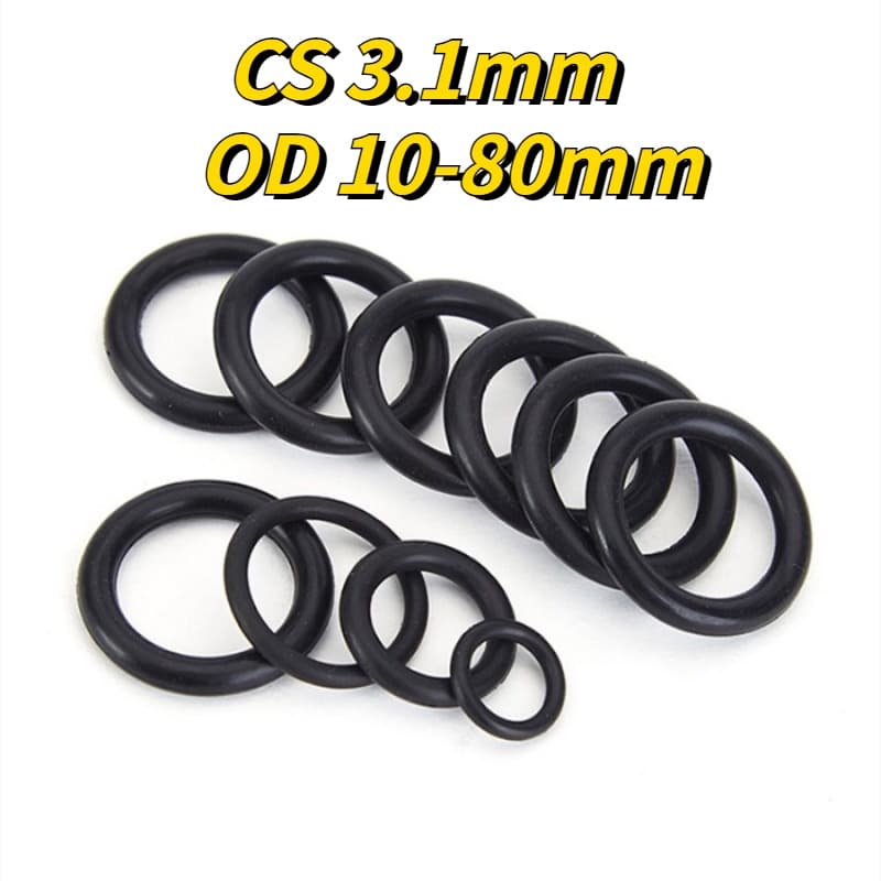 Anel de vedação de nitrilo O-Ring preto Diâmetro externo 10-80mm * Linha 3mm NBR Anel de vedação mecânico resistente à corrosão e à corrosão