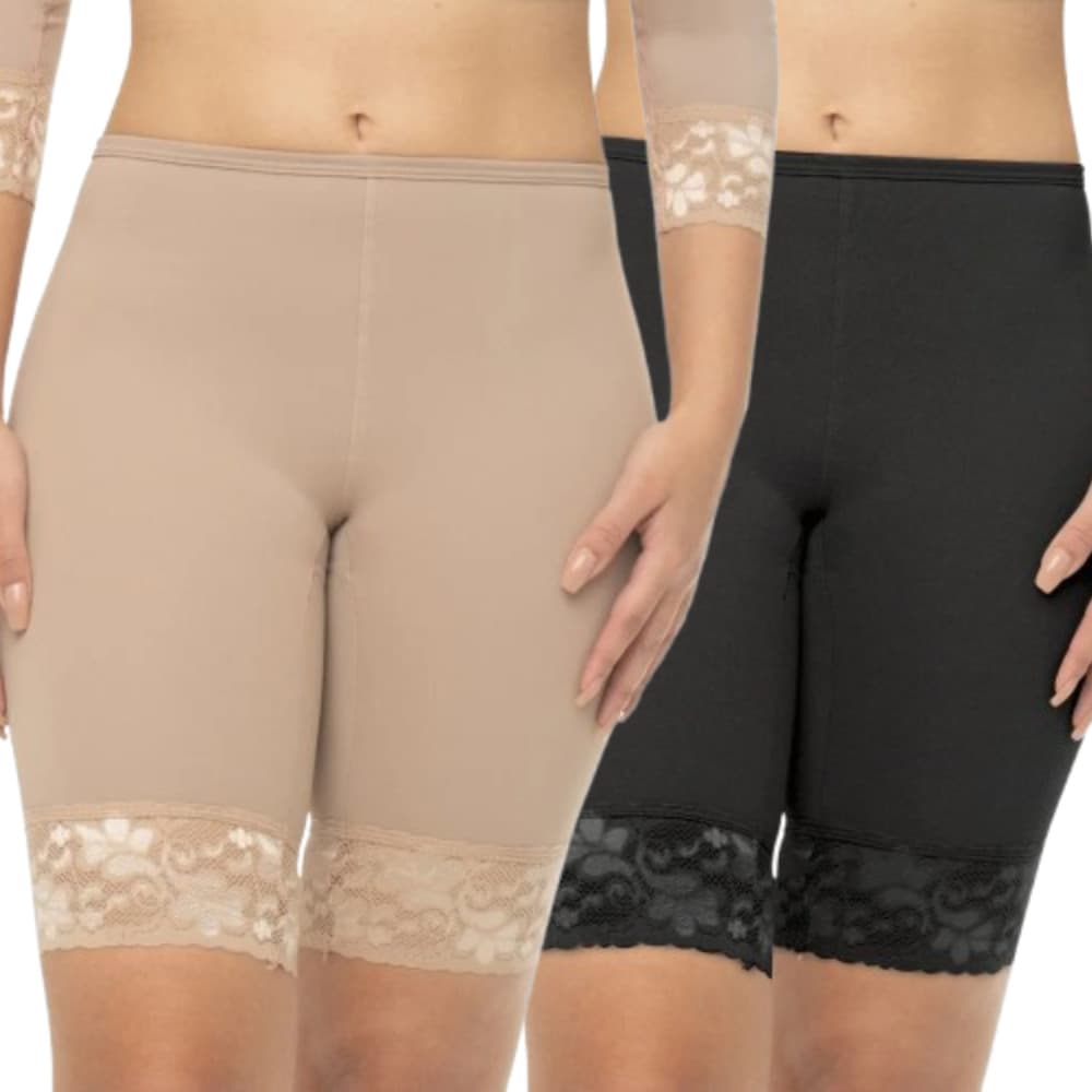 Kit 2 Bermuda Anagua Feminina Segunda Pele Com Renda Não Usar Por Baixo Saia Vestido Marca Short