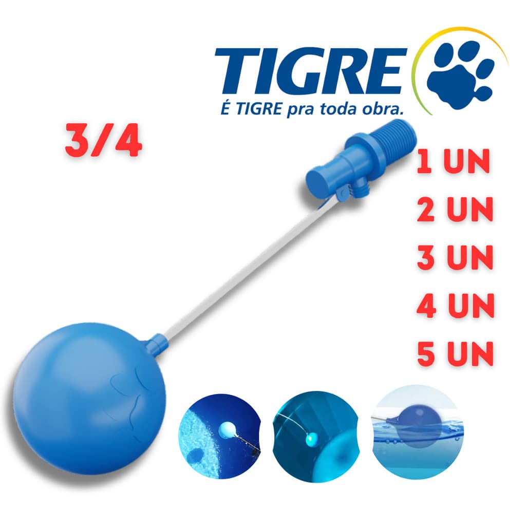 Torneira boia Tigre 3/4 para caixa d'água alta pressão, azul