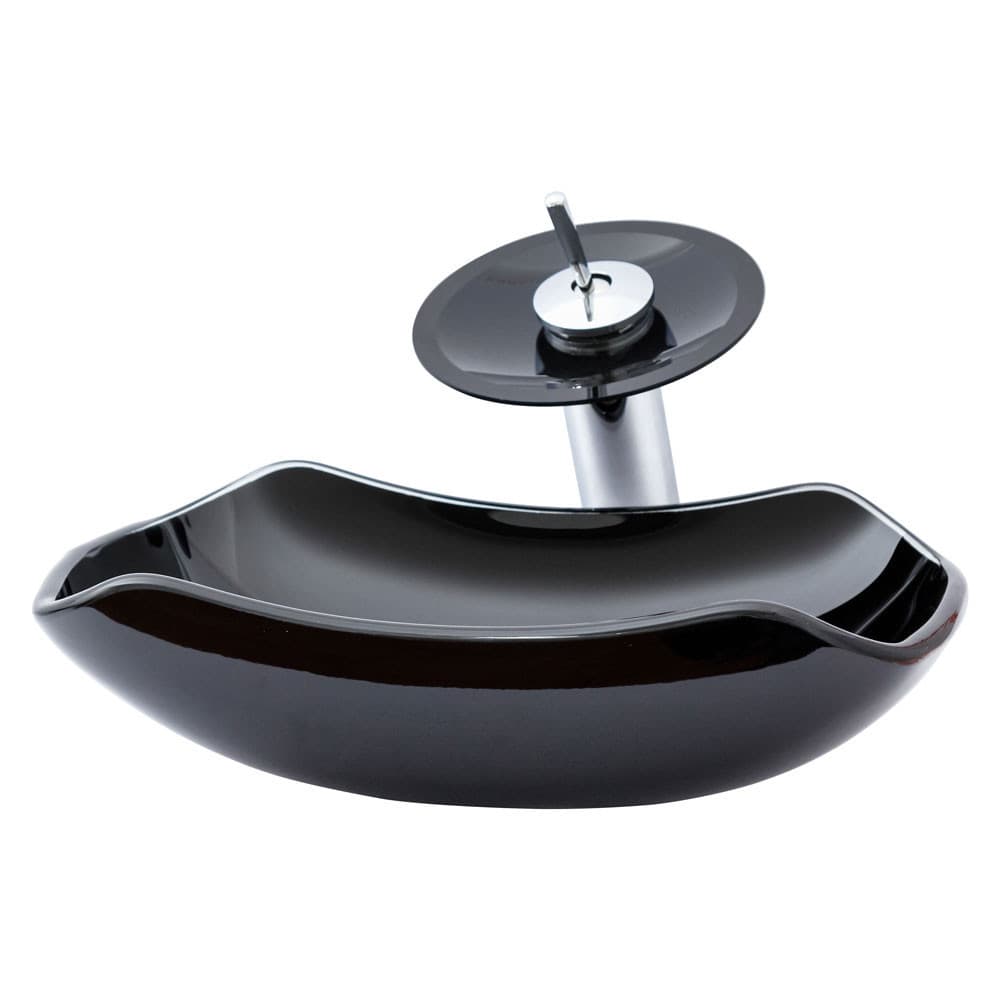 CONJUNTO LOPAZZI CUBA VIDRO INCLUSO TORNEIRA CASCATA E VÁLVULA CLICK INOX - MODELO APOIO 45CM