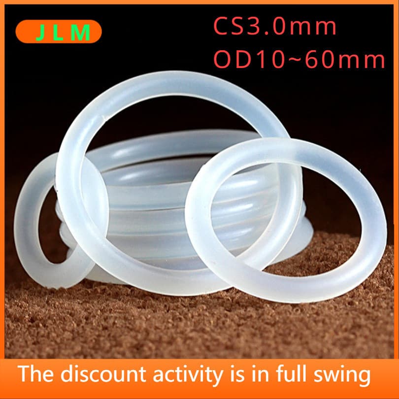 ((JLMA4) [CS3.0mm * Od10~60mm] Anel de vedação de borracha de Silicone branca, O-Ring, O-Ring, Gasket, Food Grade Gasket Anel de borracha resistente a altas temperaturas à prova d'água