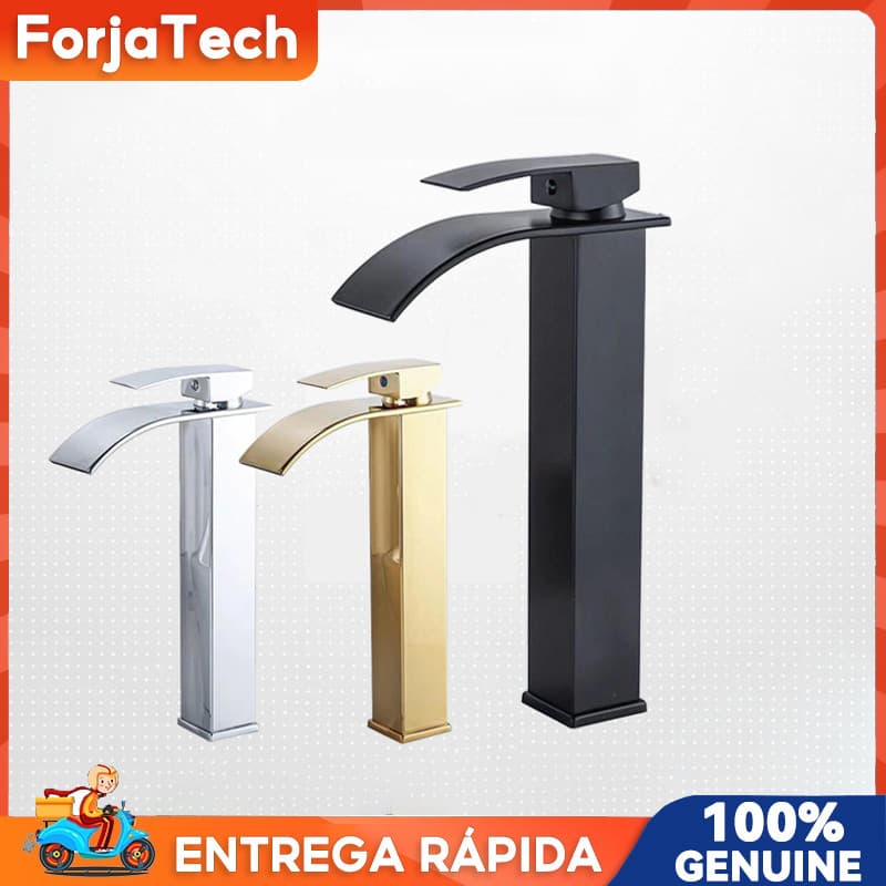 【ForjaTech】Torneira Para Banheiro Inox Metal Bancada Bica Alta P/Luxo Torneira Fria Simples Para Pia Lavatório-Prateado