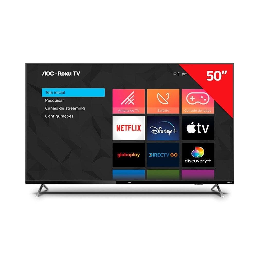 Smart TV AOC 50" 4K UHD Roku TV HDR Dolby Atmos ideal pra sala e gamers com Wi-Fi Dual Band