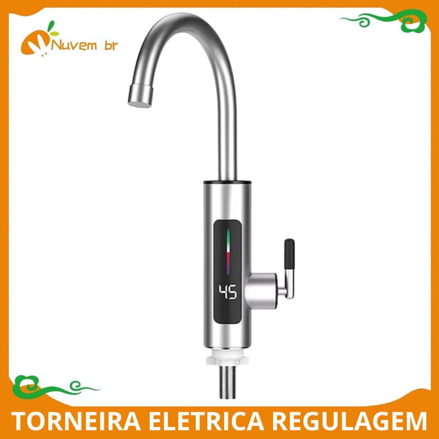 Torneira Cozinha Elétrica Aquecedor De Água Torneira Aço Inoxidável LED Digital Instantâneo Quente Aquecimento