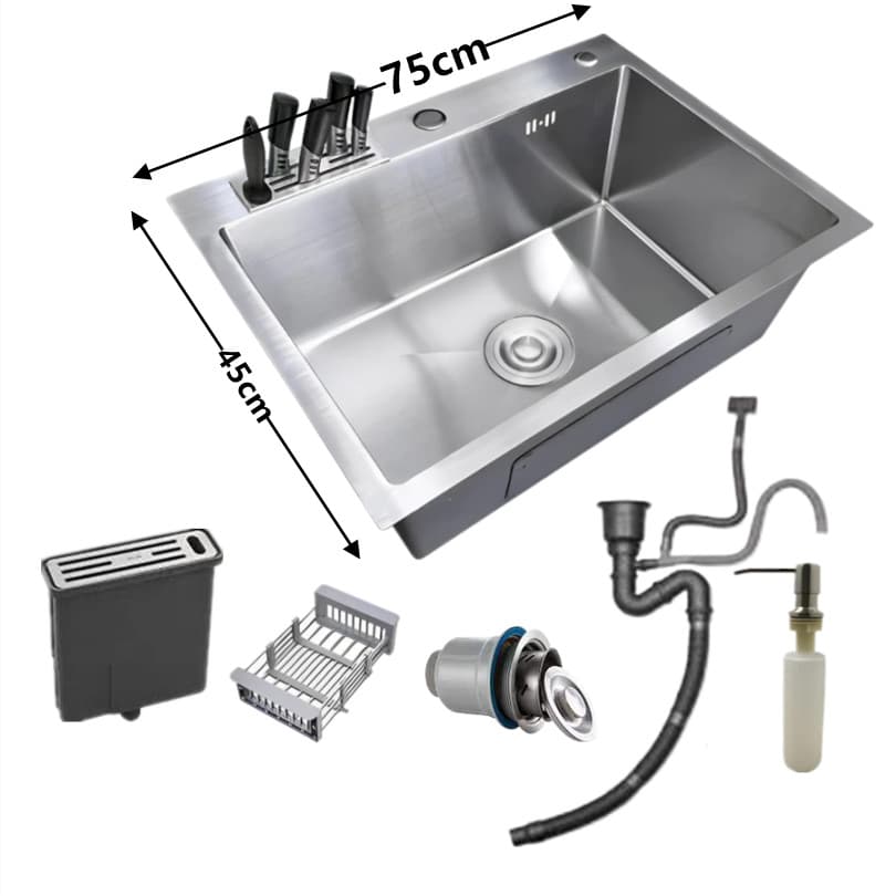 Pia de Cozinha Inox Quadrada 60x45 com Acessórios
