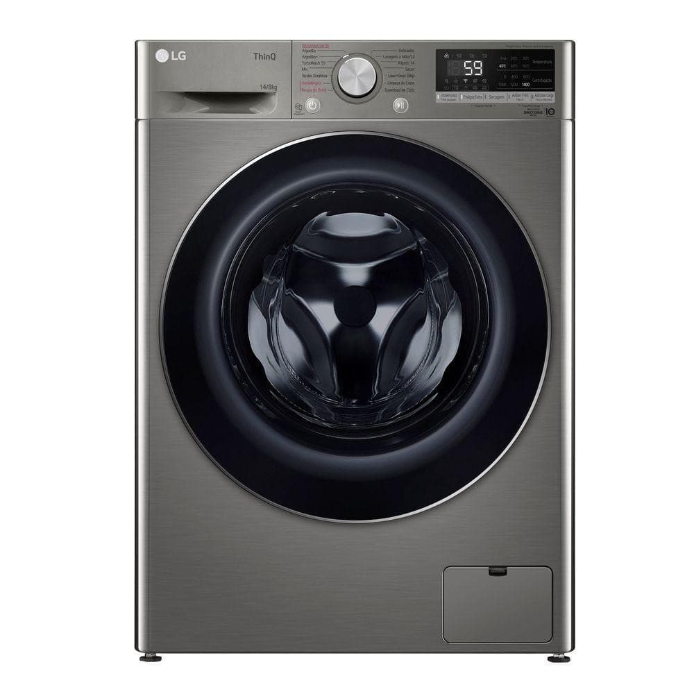 Lava e Seca LG Smart 14kg VC4 CV5014PC4A Wi-Fi e Inteligência Artificial Inox