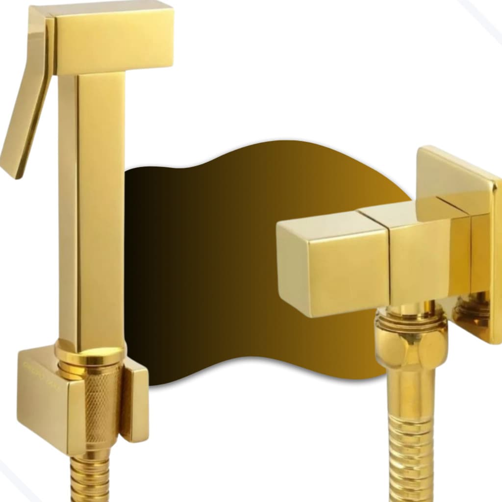 Ducha higiênica de metal quadrada em ouro para banheiro