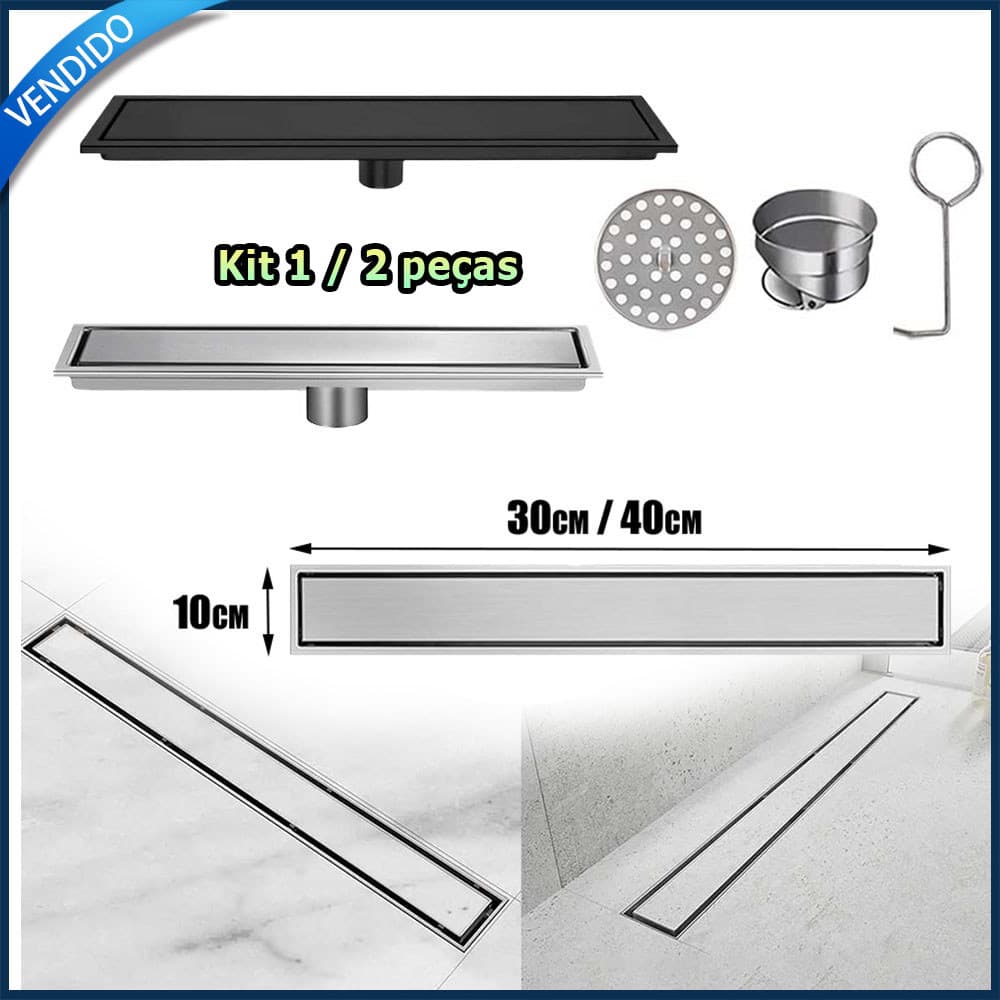 Kit de ralo oculto de aço inoxidável para chuveiro com peças de 30cm e 40cm