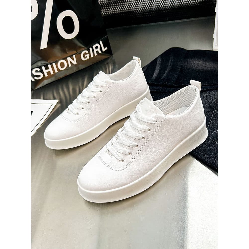 Sapatos brancos de sola grossa homens verão All-Match na moda sapatos brancos puros respirável branco esportes tênis cas