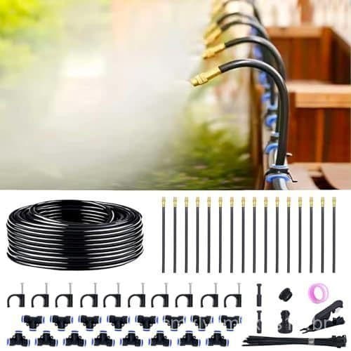 360 °   Sistema de irrigação por gotejamento ajustável - sistema de irrigação por nebulização para jardins com 16 bicos,