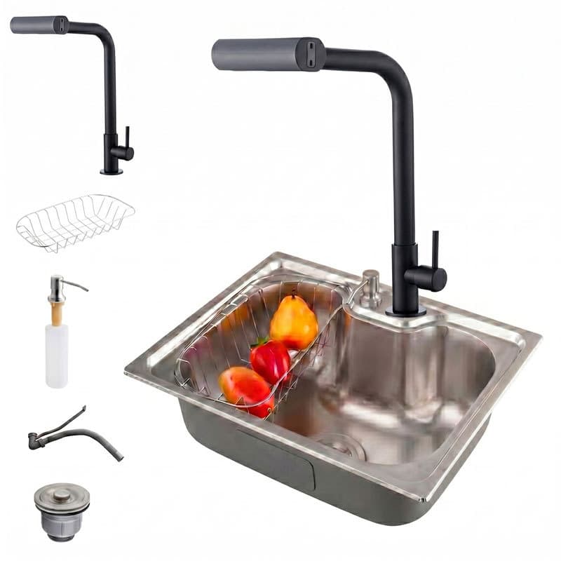 Cuba 50x40cm Inox com Torneira Água Fria 4 Modos – Conjunto Completo para Cozinha
