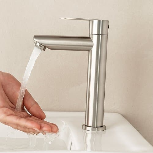 Torneira Mesa Vintage Lavatório Aço Inox Escovado Design Retrô Durável