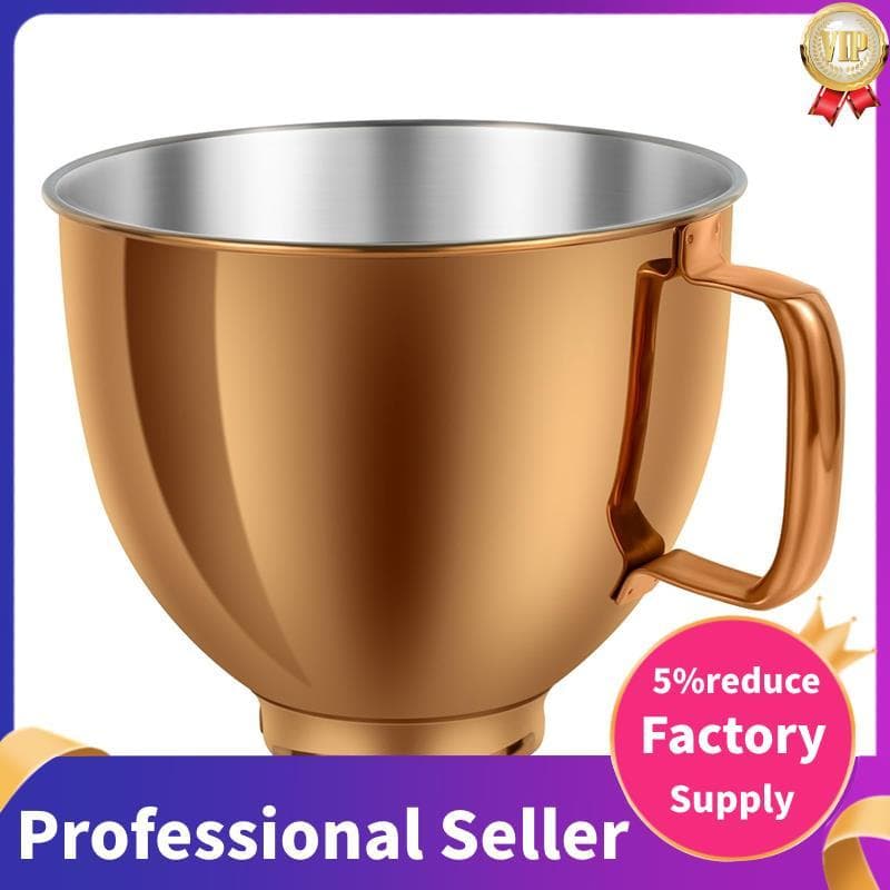 Tigela misturadora de aço inoxidável bronze 5 QT para misturadores Artisan e Classic