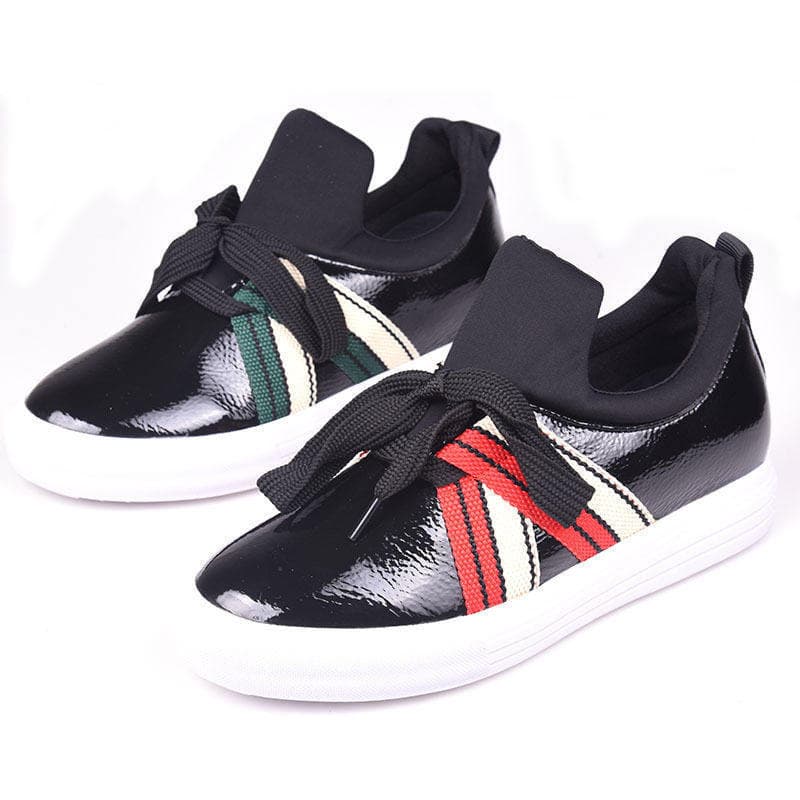 35-38 couro envernizado Zuse desconto final do outono sapatos brancos preto branco correndo outono fundo branco deslizam