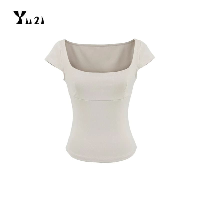 YU21 Unidades Multicoloridas!Design minimalista pescoço quadrado curto tubo falso design superior verão quente menina ca