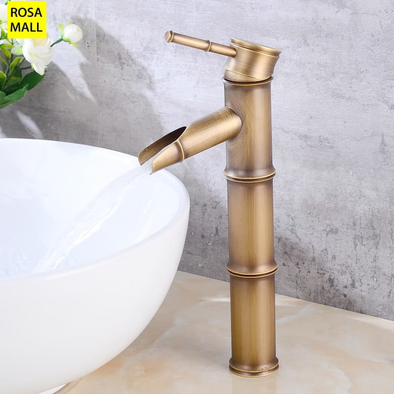 Torneira Antiga Para Pia De Banheiro , Misturadora De Água De Bambu , Lavatório Quente E Fria , Vintage Gourmet De Cozin