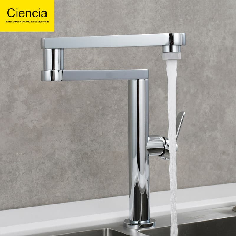 Torneira de Cozinha de Cobre Quente e Fria Pia Lavatório Torneira Universal Rotativa Extensível Pia de Lavar Louça Torne