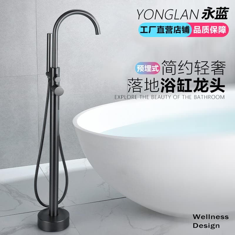 Torneira de banheira alemã, conjunto de chuveiro de chão de cobre, água quente e fria, controle duplo, chuveiro personal