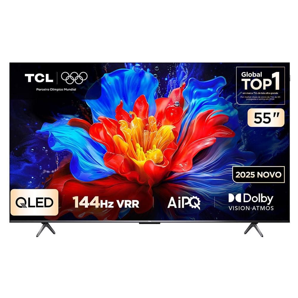 Smart TV TCL 4K QLED 55" Polegadas com Google Assistente, Dolby Atmos e Design Sem Bordas - 55P8K