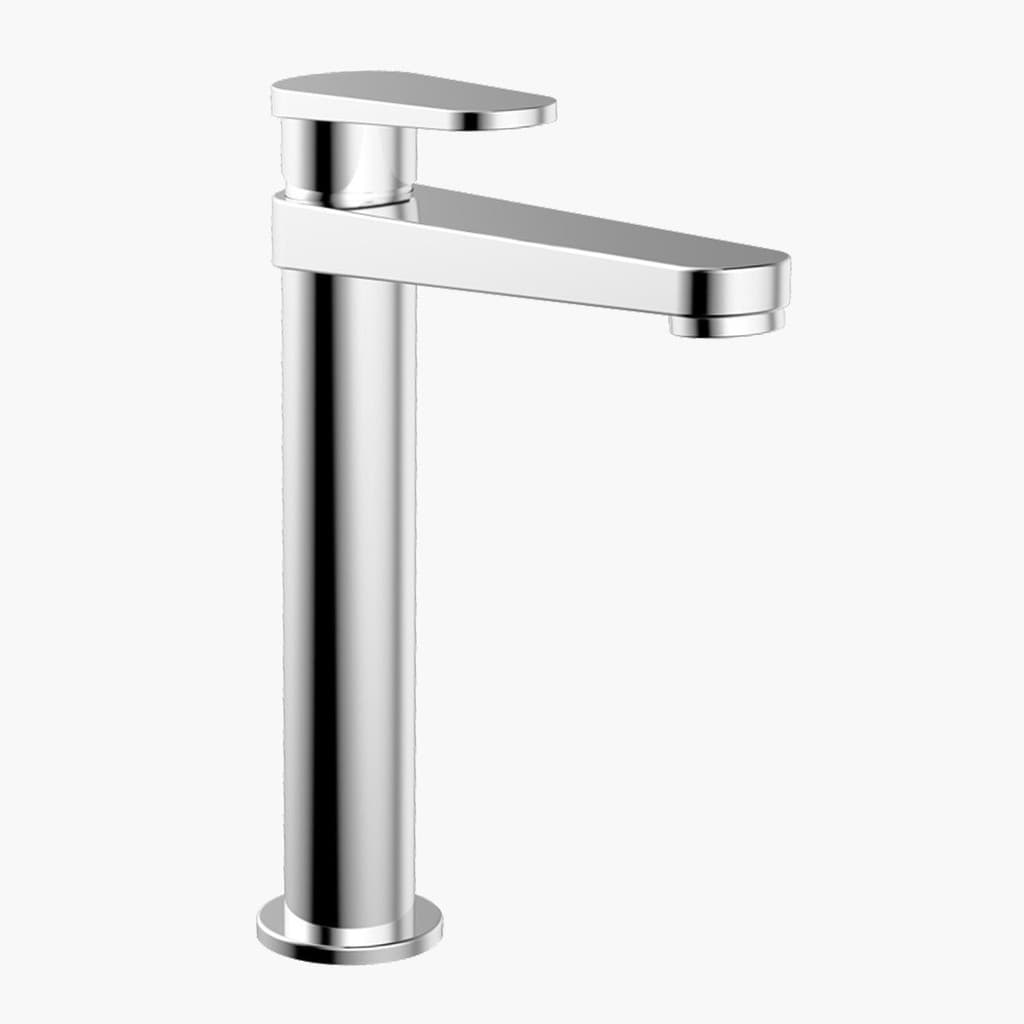 Torneira de banheiro monocomando bica alta aço inoxidável