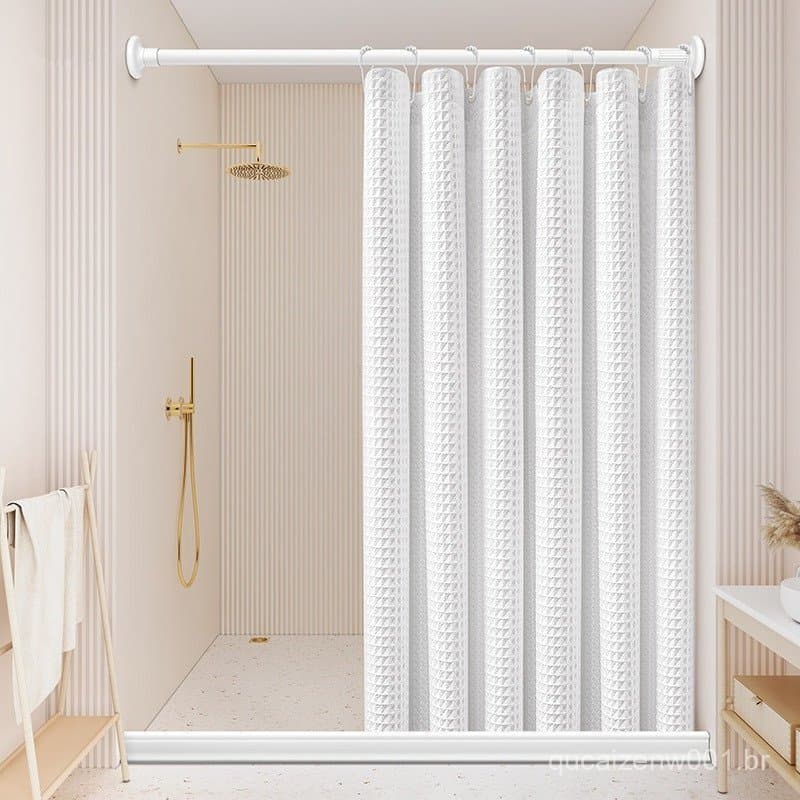 Cortina de chuveiro de banheiro Waffle Jacquard branco