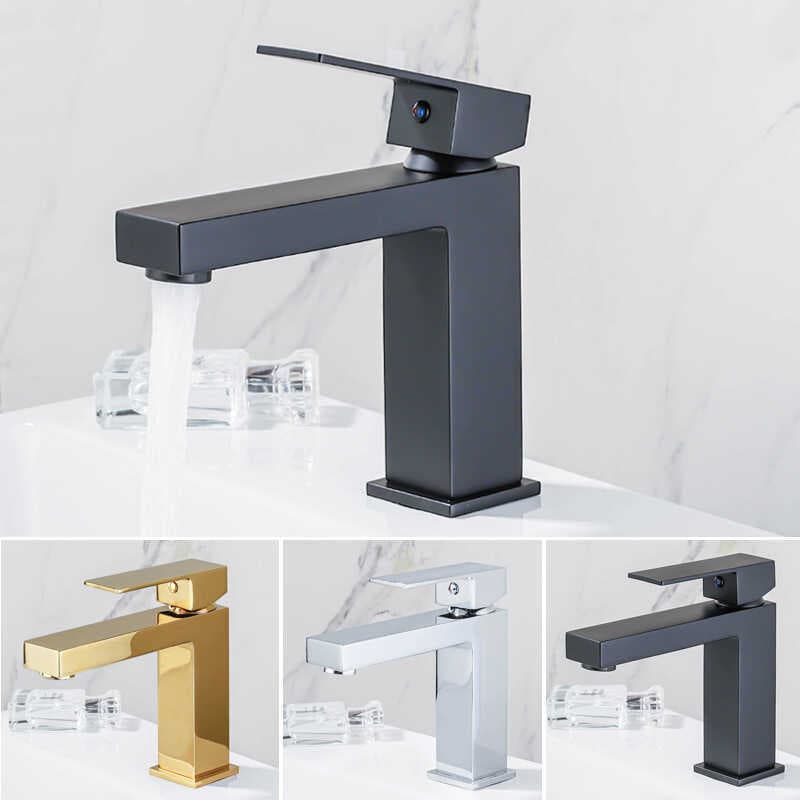 Nordic todo o quadrado de cobre Design simples bacia preta torneira quente e fria sob bancada torneira ouro brilhante