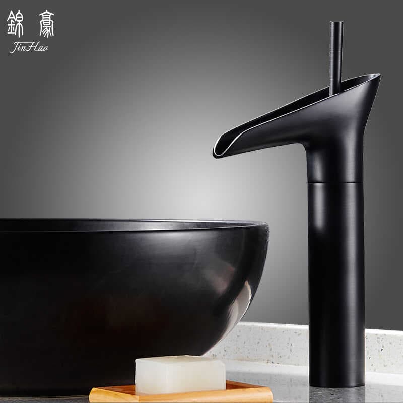Torneira antiga preta de cobre, lavatório preto europeu, torneira quente e fria, lavatório doméstico, torneira cascata