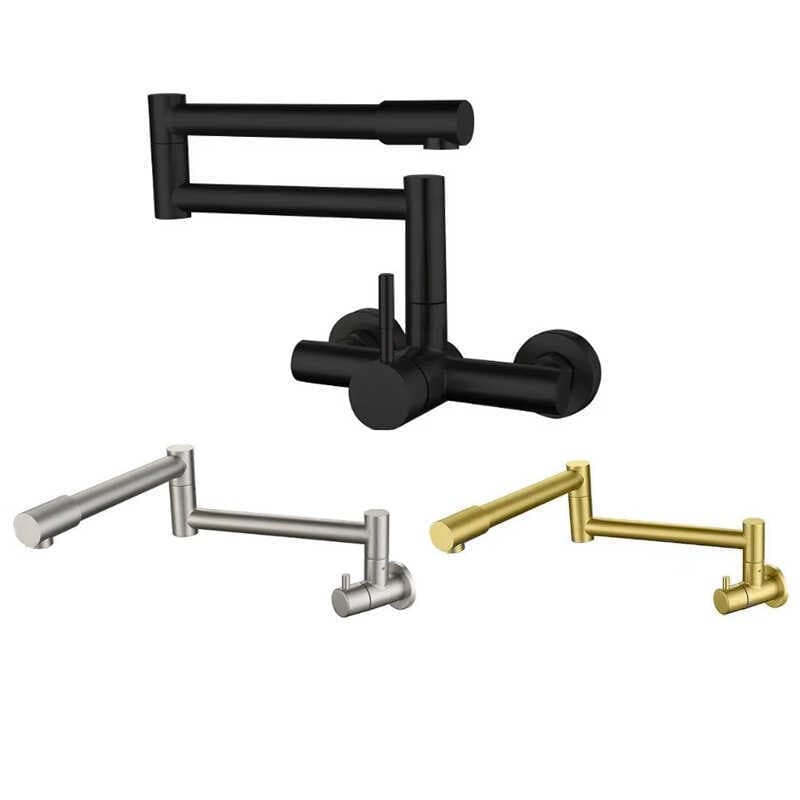 Torneira dobrável de aço inoxidável 304 quente e fria na parede para cozinha Torneira dobrável estendida montada na pare