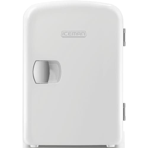 Chefman Mini geladeira pessoal branca portátil refresca ou aquece e oferece armazenamento compacto para cuidados com a pele, lanches ou 6 latas de 355 ml com capacidade leve de 4 litros para levar em movimento