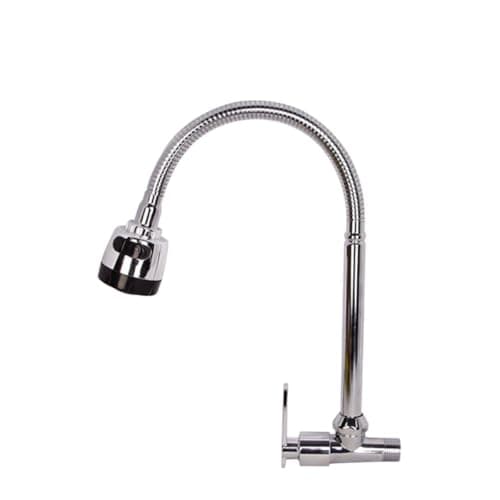 Torneira Gourmet de Parede, Monocomando Flexível, Inox Escovado, 52cm, com Ducha para Cozinha, Material em Zinco, ABS e PP