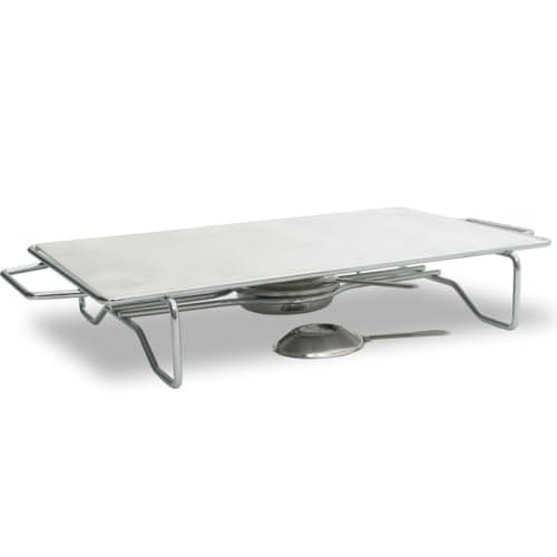 Rechaud Retangular grande base cromada, chapa alumínio 380 x 240mm queimador aço inox Ravinox 512