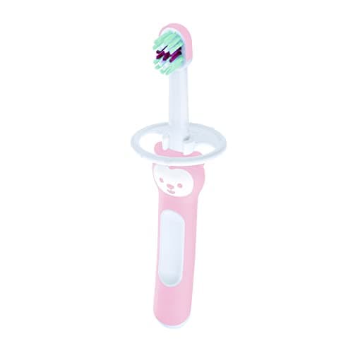 MAM Baby 1 Escova de Dentes Baby's Brush com Trava de Segurança para Crianças de 6+ Meses Com Cabo Ergonômico e Fácil de Segurar, Rosa