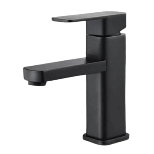 Torneira de Banheiro Luxo Preta em Aço Inox – Design Quadrado para Bancada, Pia Alta e Acabamento Moderno Alto Padrão