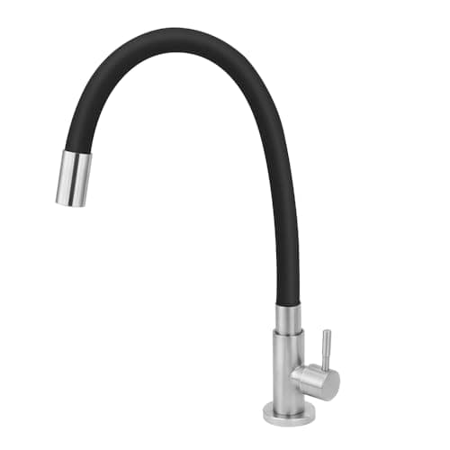 Torneira Cozinha Inox Escovado Mesa Flexível Gourmet Preto