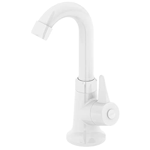 JAPI 1195SHB Torneira Bica Movel Mesa para Lavatorio Abs, Branca, 1/4 Volta Shb