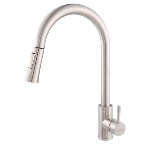 Raro, Torneira Inox 304 Gourmet Misturador Monocomando Para Cozinha Com Mangueira Retrátil Extensível Bico Fino Escovado