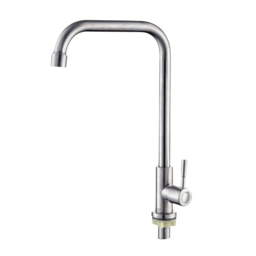 Torneira Alta para Cozinha Bancada Acabamento Escovado Design Moderno 1/4 Volta