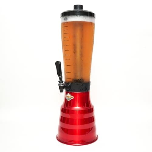 Torre Chopp 3,5 L Base Giratória Copo Acrílico Removível 2 Refil Vermelha