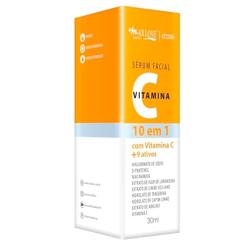 Max Love Sérum Facial Vitamina C, 10 em 1, Pele Hidratada, Macia e Iluminada, 30ml
